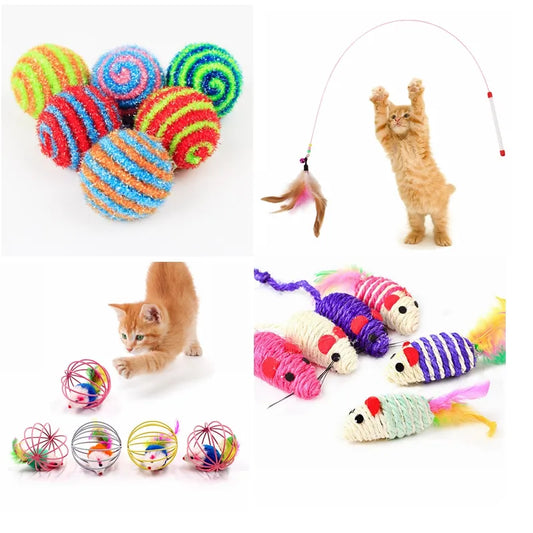 Feather stick, feather ball, colorful balls, feather mouse