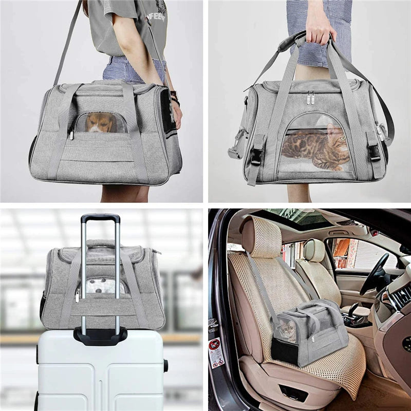 Foldable pet carrier bag