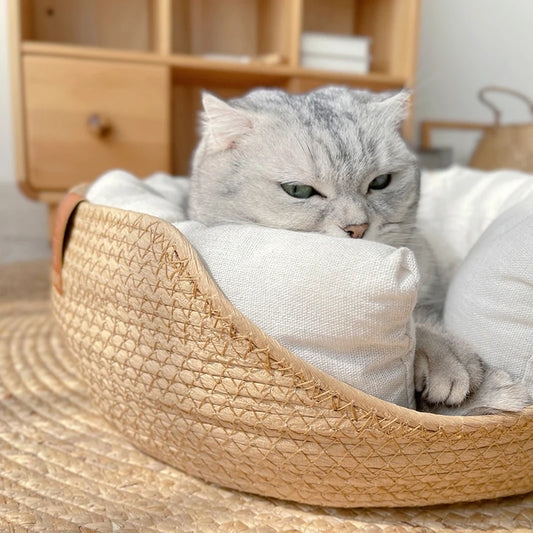 Handmade bamboo pet bed