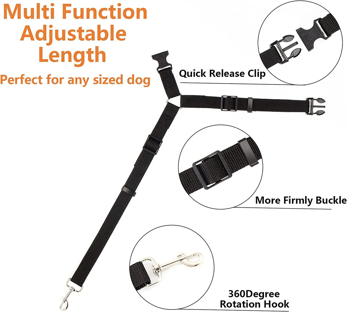 Two-in-one dog harness and car seat belt